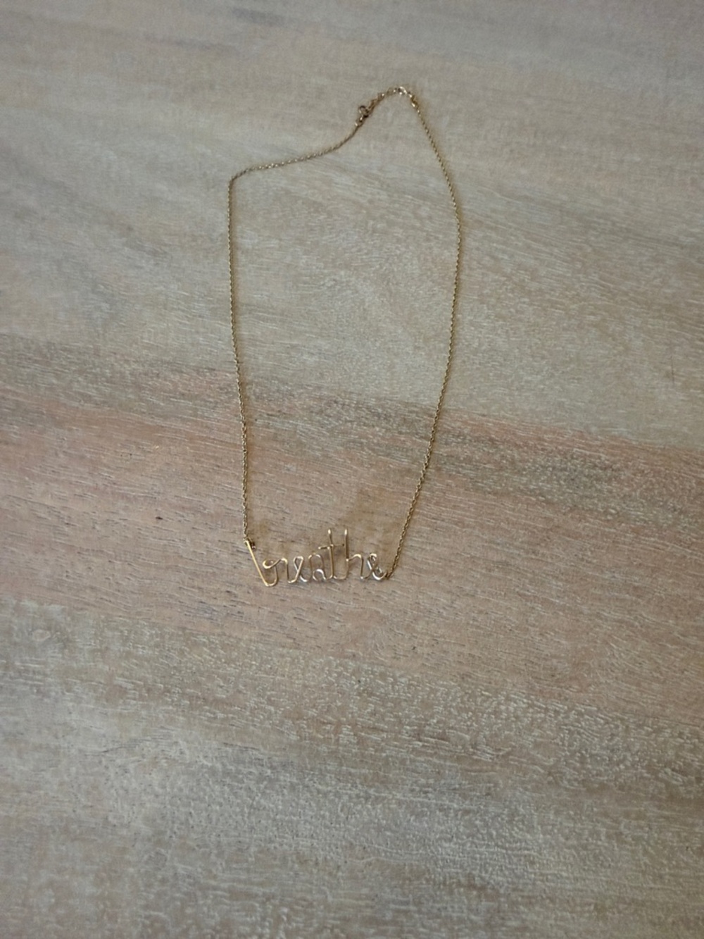 Personalized 'breathe' Script Necklace in Gold